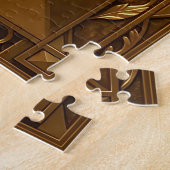 Luxuriöses goldenes Art Deco Blumenmuster Puzzle (Seite)