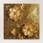 Luxuriöses goldenes Art Deco Blumenmuster Puzzle (Horizontal)