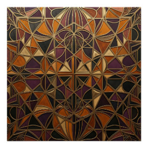 Luxuriöses goldenes Art Deco geometrisches Mosaik Poster