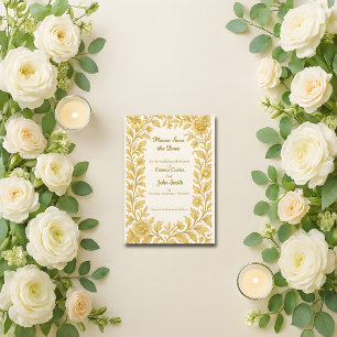 Luxuriöses Goldenes Florales "Save the Date" Save The Date