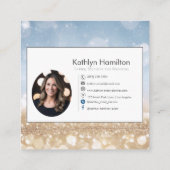 Luxuriöses goldenes Funkeln, modernes Eventplaner- Quadratische Visitenkarte (Rückseite)