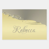 Luxuriöses goldenes Metall, das auf Gold und Silbe Geschenkpapier Set (Vorderseite)