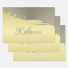 Luxuriöses goldenes Metall, das auf Gold und Silbe Geschenkpapier Set