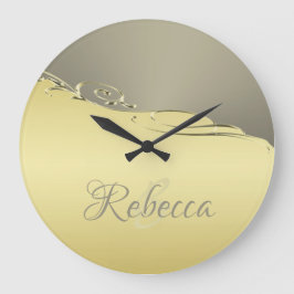 Luxuriöses goldenes Metall, das auf Gold und Silbe Große Wanduhr