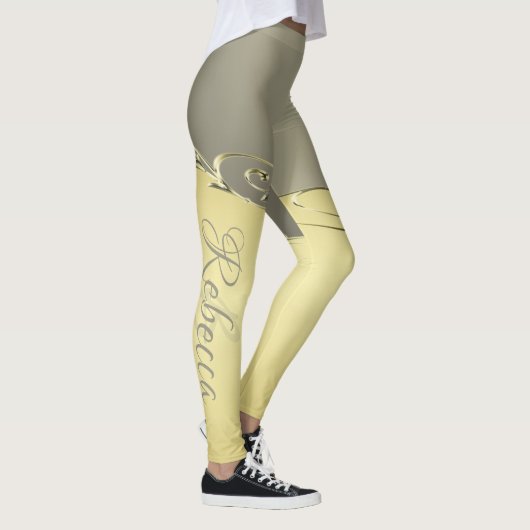 Luxuriöses goldenes Metall, das auf Gold und Silbe Leggings (Rechts)