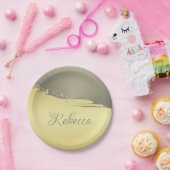 Luxuriöses goldenes Metall, das auf Gold und Silbe Pappteller (Party)