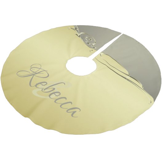 Luxuriöses goldenes Metall, das auf Gold und Silbe Polyester Weihnachtsbaumdecke (Schrägansicht)