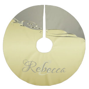 Luxuriöses goldenes Metall, das auf Gold und Silbe Polyester Weihnachtsbaumdecke