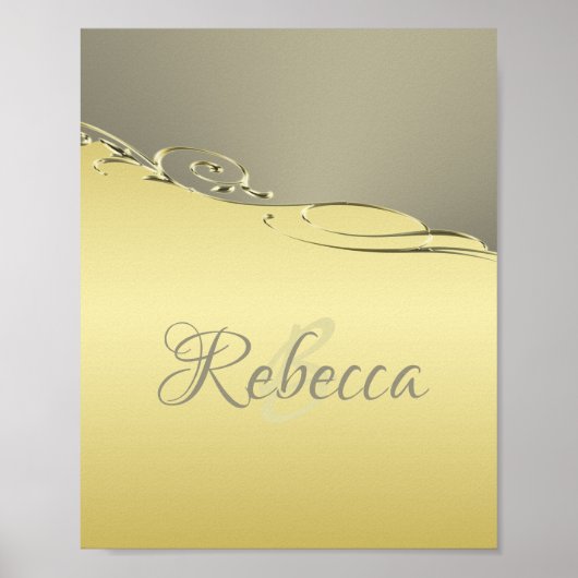 Luxuriöses goldenes Metall, das auf Gold und Silbe Poster (Vorne)