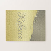 Luxuriöses goldenes Metall, das auf Gold und Silbe Puzzle (Horizontal)