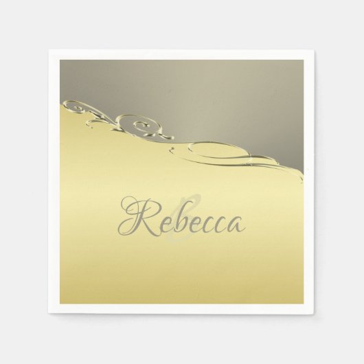 Luxuriöses goldenes Metall, das auf Gold und Silbe Serviette (Vorderseite)