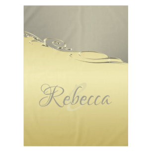 Luxuriöses goldenes Metall, das auf Gold und Silbe Tischdecke