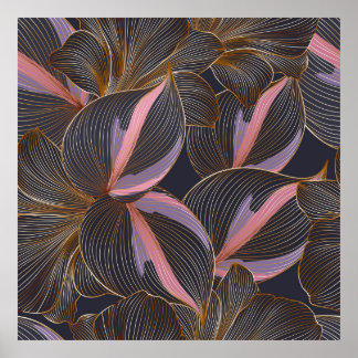 Luxuriöses goldenes, nahtloses, blumengeschmücktes poster