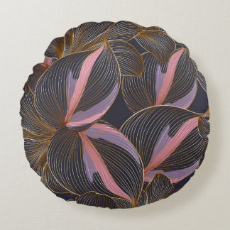 Luxuriöses goldenes, nahtloses, blumengeschmücktes rundes kissen