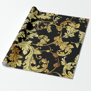 Luxuriöses goldenes nahtloses Muster. Floraler Hin Geschenkpapier