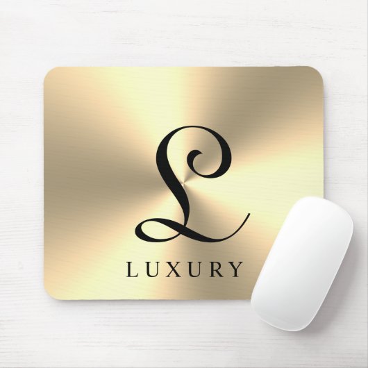 Luxuriöses goldfarbenes Monogramm aus metallischem Mousepad (Mit Mouse)