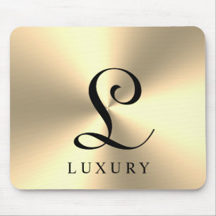 Luxuriöses goldfarbenes Monogramm aus metallischem Mousepad