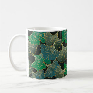 Luxuriöses Goldginkgo, Vintage Kunst. Kaffeetasse