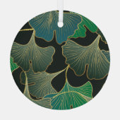 Luxuriöses Goldginkgo, Vintage Kunst. Ornament Aus Glas (Rückseite)