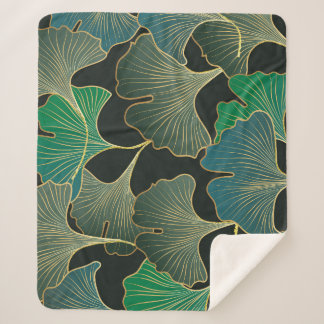 Luxuriöses Goldginkgo, Vintage Kunst. Sherpadecke