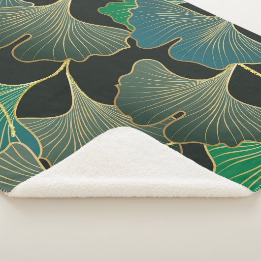 Luxuriöses Goldginkgo, Vintage Kunst. Sherpadecke (3/4)