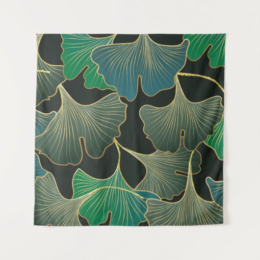 Luxuriöses Goldginkgo, Vintage Kunst. Wandteppich (Vorderseite)