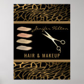 Luxuriöses Goldleopardenhaar & Schminksalon Poster (Vorne)
