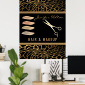 Luxuriöses Goldleopardenhaar & Schminksalon Poster (Heimbüro)