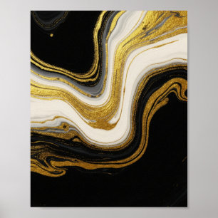 Luxuriöses Goldmarmor - Abstrakte Fluid Art Poster