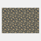 Luxuriöses goldverkleidetes Blumenmuster Geschenkpapier Set (Vorderseite)