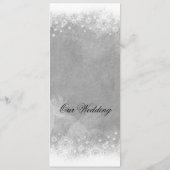 Luxuriöses graues Schneeflocken Wintermenü Menükarte (Rückseite)