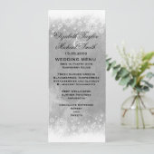 Luxuriöses graues Schneeflocken Wintermenü Menükarte (Stehend Vorderseite)