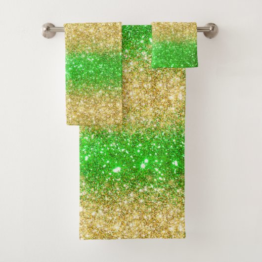 Luxuriöses Green Gold Glitzer Badetuch Set (Insitu)
