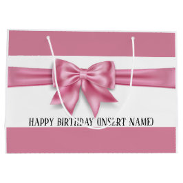 Luxuriöses großes, rosa Bugband, breite Streifen D Große Geschenktüte