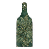 Luxuriöses grün-goldenes tropisches Blätter-Muster Schneidebrett (Vorderseite)