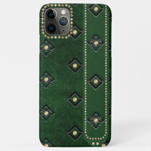 Luxuriöses grünes Leder Embedded Floral & Studs Case-Mate iPhone Hülle