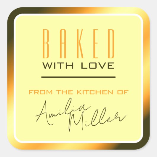 Luxuriöses, helles Orange Ombre Farbe Backen Quadratischer Aufkleber (Vorderseite)