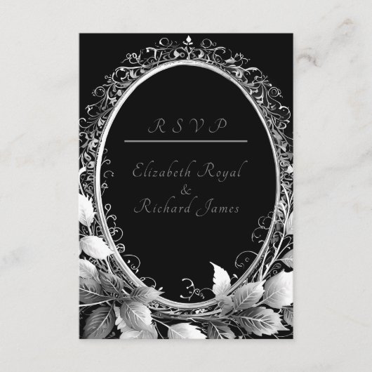 Luxuriöses Hochzeitstil in Schwarz und Gold Begleitkarte (Vorderseite)