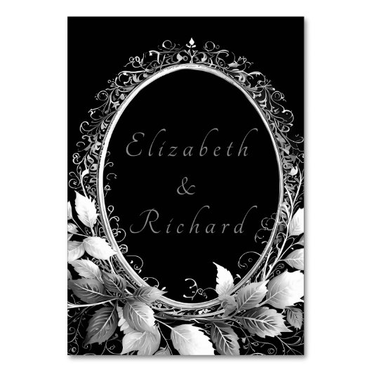 Luxuriöses Hochzeitstil in Schwarz und Gold Tischnummer (Rückseite)