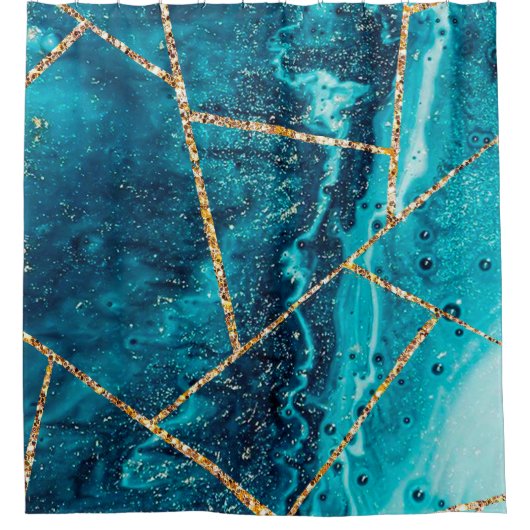 Luxuriöses Interieur Marmor Stone Glitzer Duschvorhang (Vorderseite)