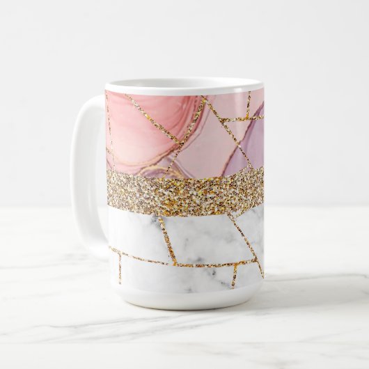 Luxuriöses Interieur Marmor Stone Glitzer Kaffeetasse (Vorderseite Links)