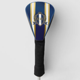 Luxuriöses königsblaues und weißes Monogramm Golf Headcover