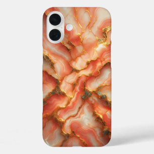 Luxuriöses korallenrosa Marmor-Case - Elegantes Ro iPhone 16 Plus Hülle