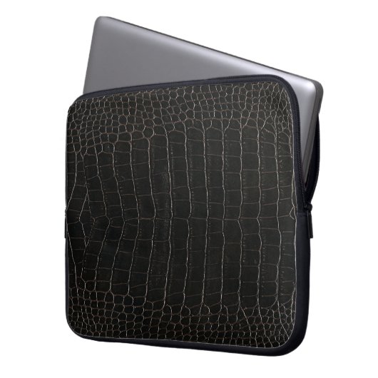 Luxuriöses Krokodilleder: Textil-Textur. Laptopschutzhülle (Vorderseite Links)