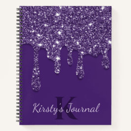 Luxuriöses Lila Dripping Glitzer Journal Notizblock