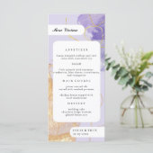 Luxuriöses Lila & Golden Abstrakt Guest Name Dinne Menükarte (Stehend Vorderseite)