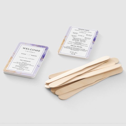 Luxuriöses Lila & Golden Abstrakt Wedding Programm Fächer (Non-assembled)