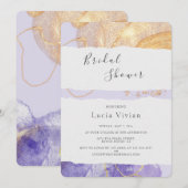 Luxuriöses Lila & Golden Abstraktes Brautparty Einladung (Vorne/Hinten)