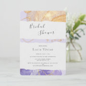 Luxuriöses Lila & Golden Abstraktes Brautparty Einladung (Stehend Vorderseite)