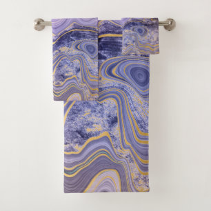 LUXURIÖSES LILA-LILAC GOLD SWIRL TOWEL SET